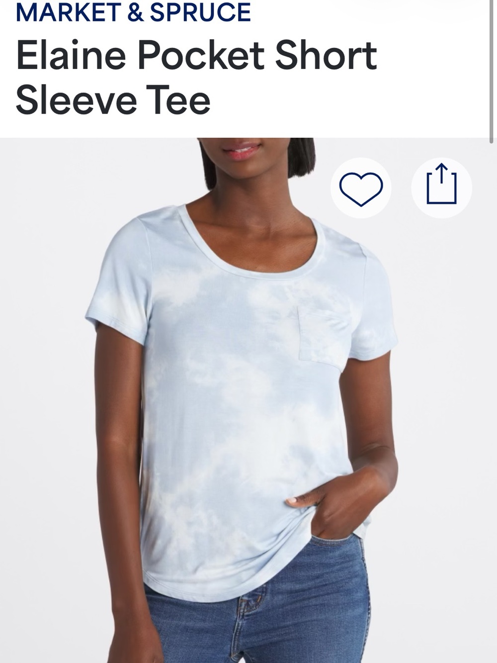 Market & Spruce Blue and Cream Tie-Dye Short Sleeve Pocket Tee